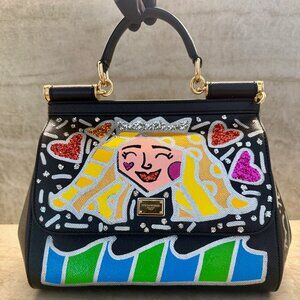 Dolce & Gabbana x ROMERO BRITTO Collaboration Hand Painted & Signed Bag with COA